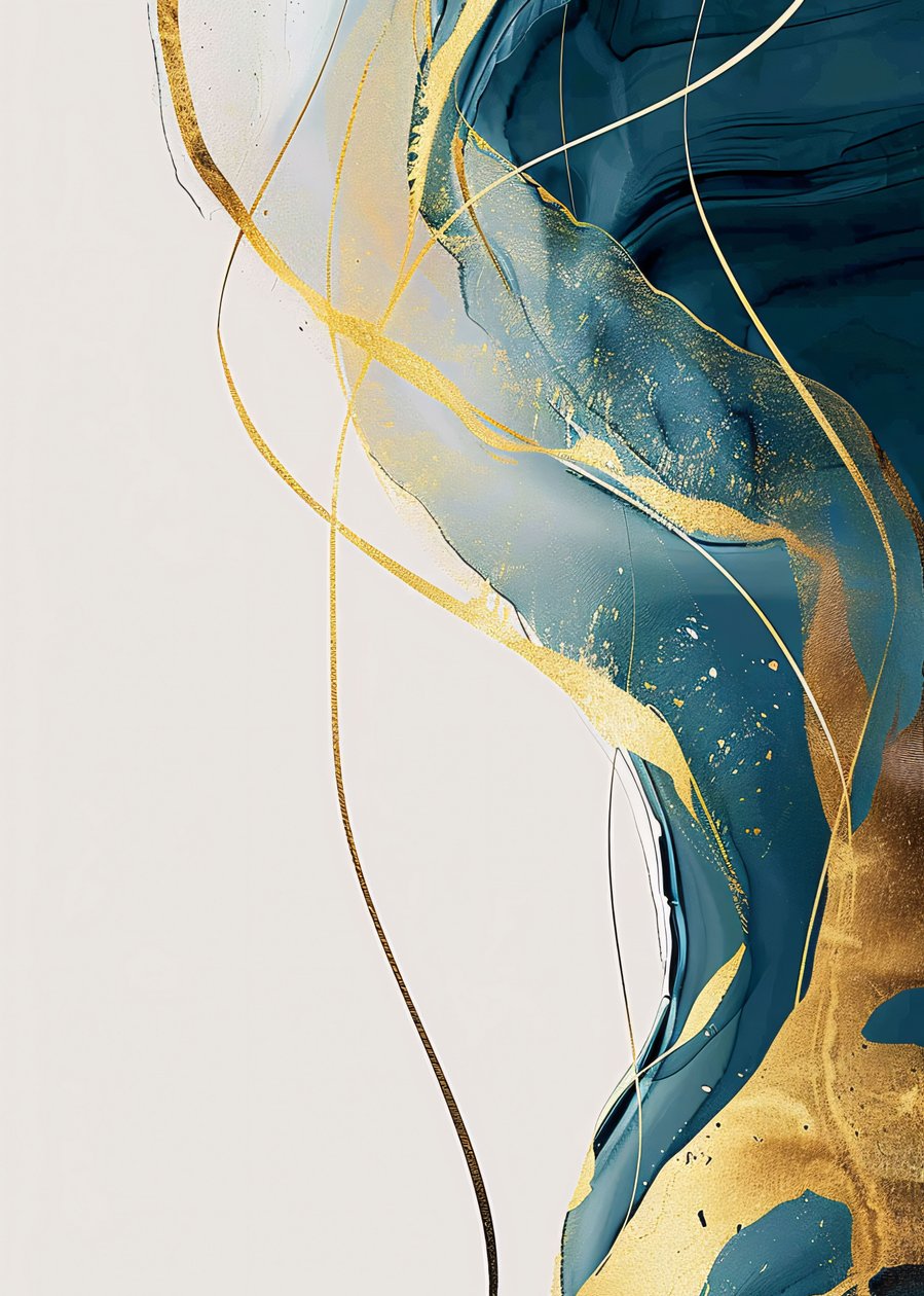 Abstrakte minimalistische Gold  Türkis, Wanddekoration Ideen von F. Abderrahim