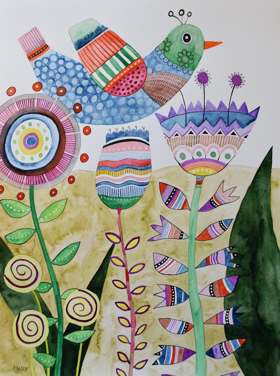 Verrückter Vogel von Marys Watercolors
