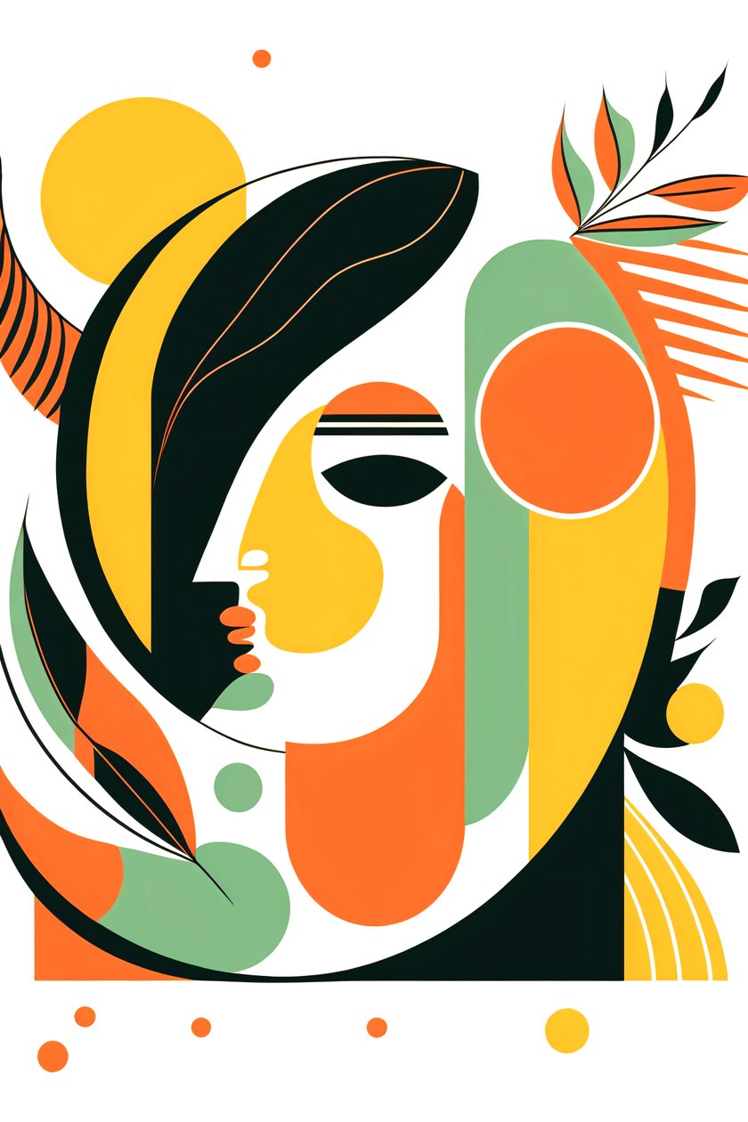 Minimalistisch abstrakt, Boho Linien  Formen, Picasso-Stil, Leinwanddruck auf Anfrage von F. Abderrahim
