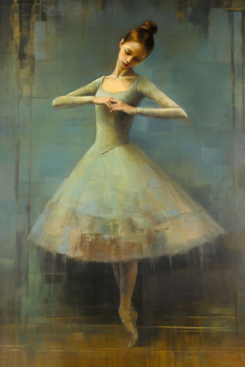 Ölgemälde einer Ballerina, Edgar Degas Stil, Kunstdrucke auf Anfrage von F. Abderrahim
