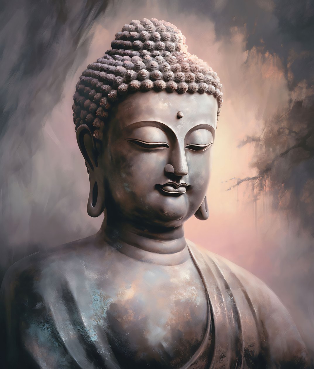 Buddha Porträt sitzend in Meditation, spirituelle Wand Dekoration für zu Hause drucken von F. Abderrahim
