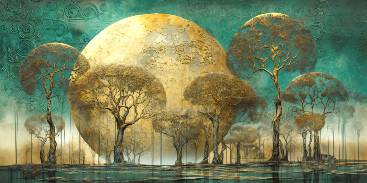 Tree Landscape Surrealist Abstract in Soft Tones, moderne Wanddekoration von F. Abderrahim