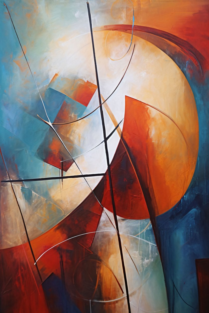 Formen und Linien Abstrakte Kunst, Leinwand  Wandrahmen Druck auf Anfrage von F. Abderrahim