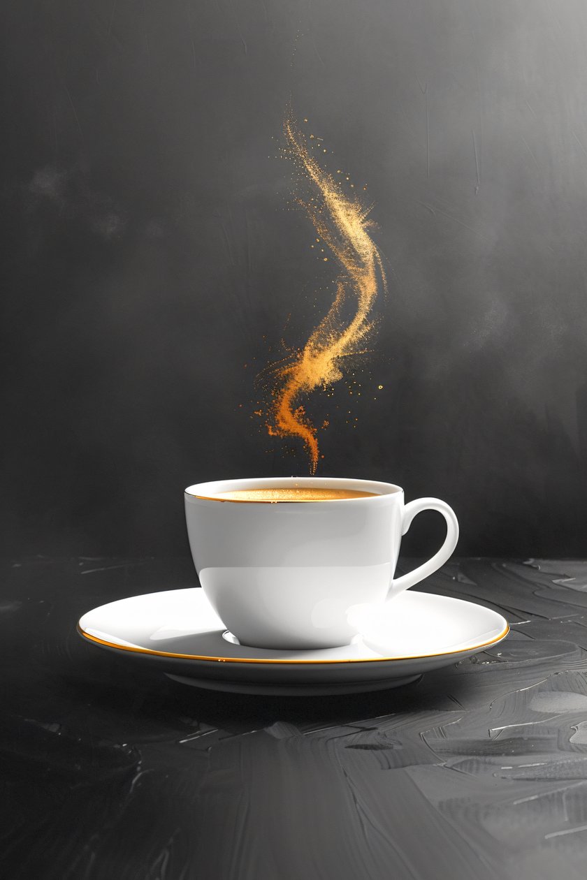 A Little Cup of Coffee in Simple Strokes, Wanddekoration | Print on Demand von F. Abderrahim
