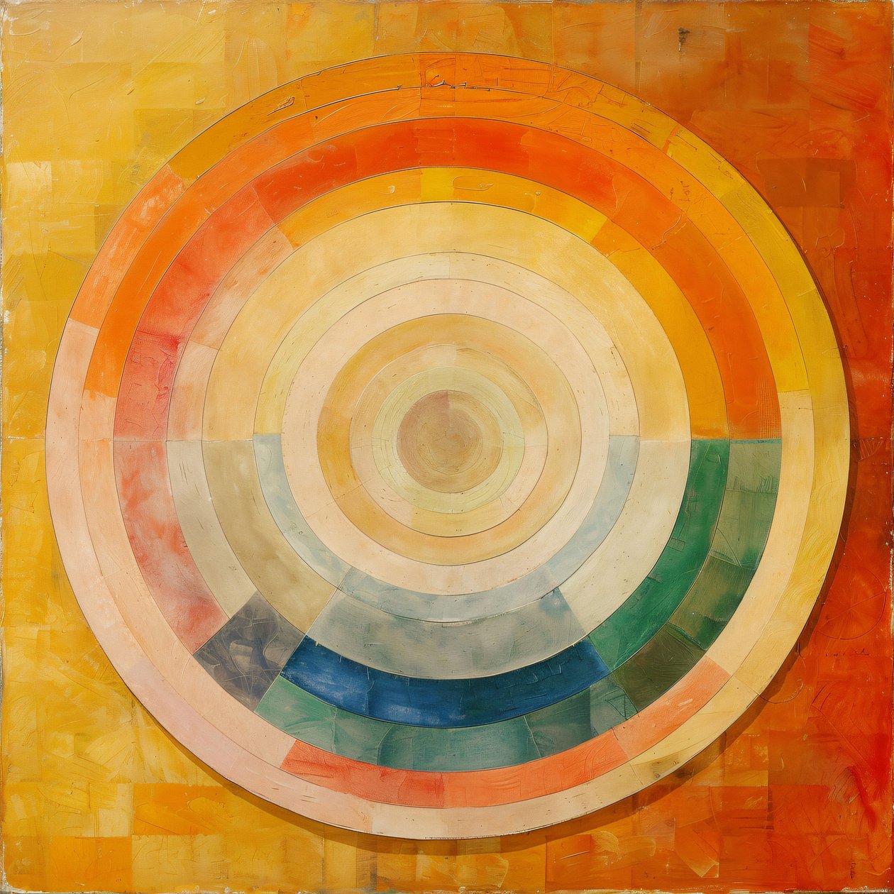 Abstrakte Ölgemälde, mystische Kunst, Hilma af Klint Stil, online Kunstdrucke von F. Abderrahim