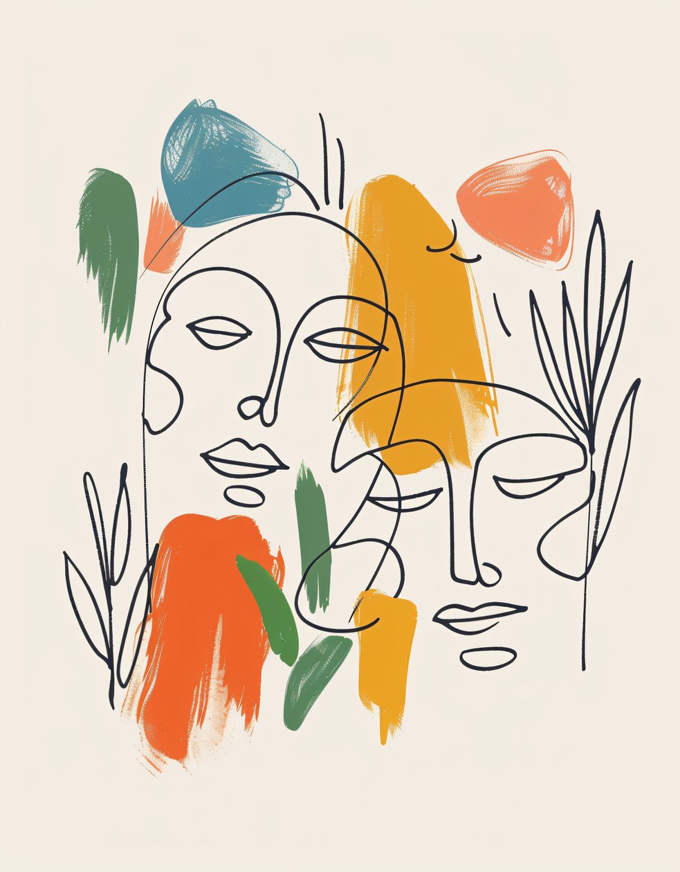 Minimalistische Boho Windring eine Linie Skizze, Mid-Century Modern, Wanddekoration druckt von F. Abderrahim
