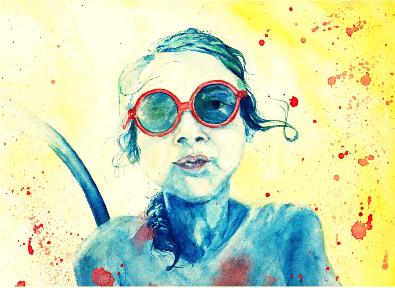 Mädchen mit roter Sonnenbrille von Phantalis