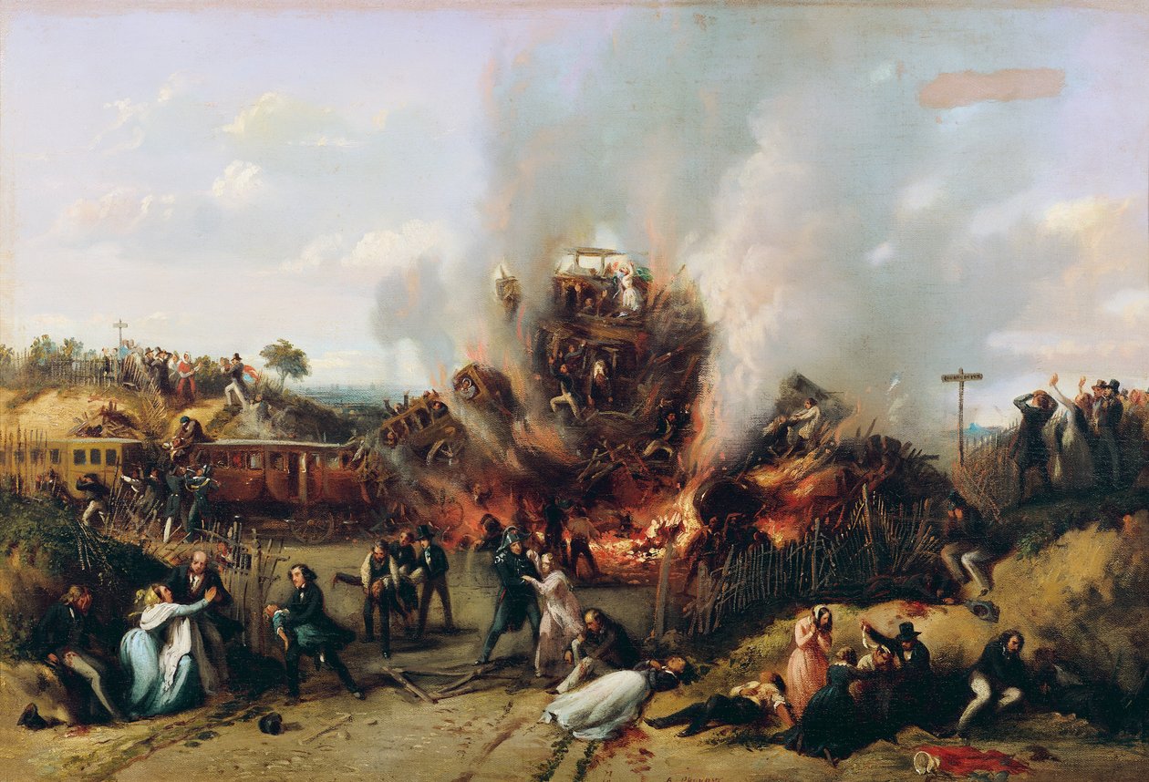 Katastrophe auf der Eisenbahn zwischen Versailles und Bellevue, 8. Mai 1842 von A Provost