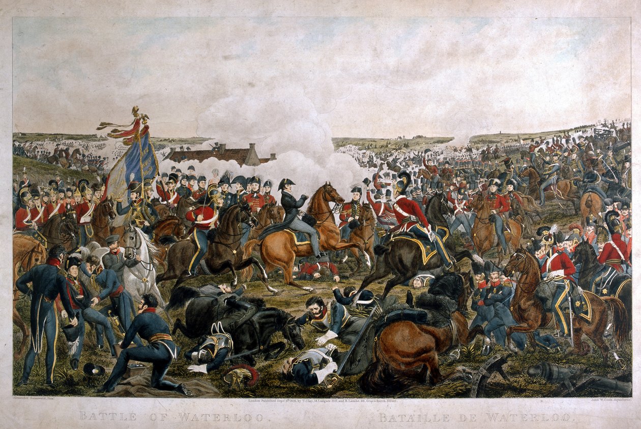 Schlacht bei Waterloo, 1815, graviert von J.A. Cook, 1816 von A. Sauerweld