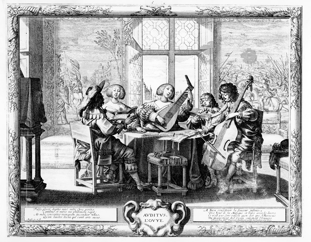 Das Musikensemble mit einer Laute von Abraham Bosse