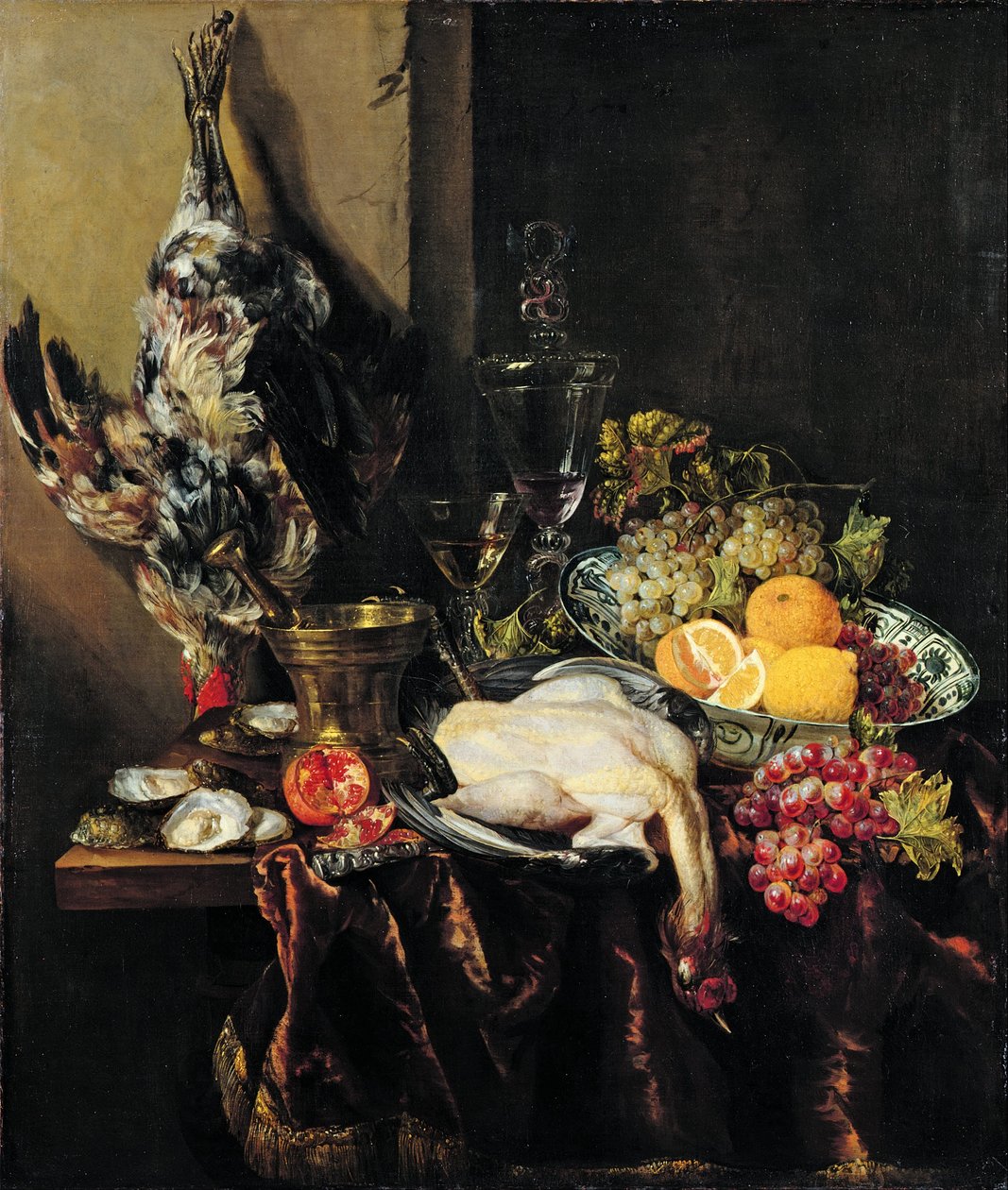 Prunkstillleben mit Obst und Geflügel von Abraham Hendricksz van Beyeren