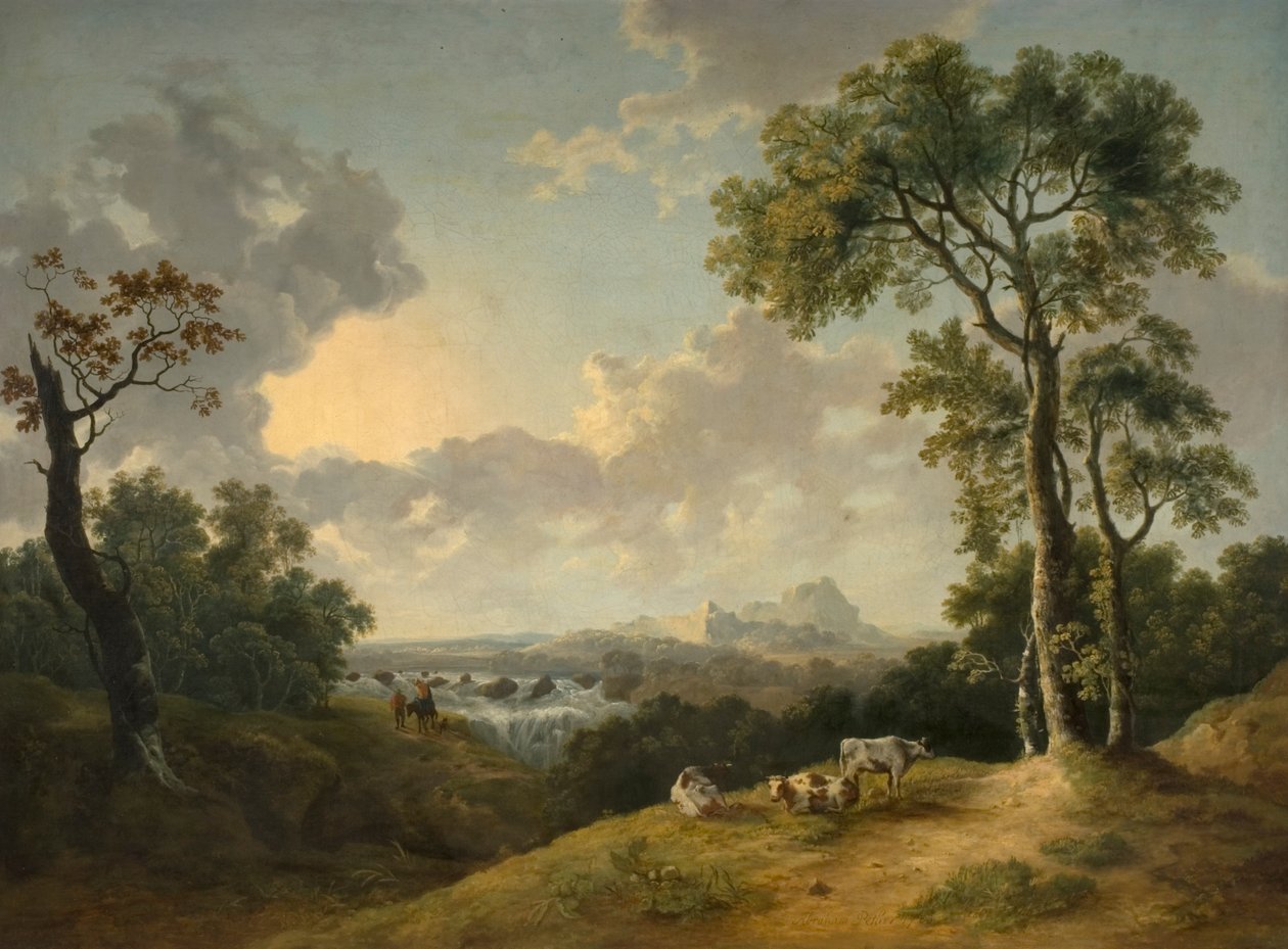 Landschaft mit Wasserfall, 1783 von Abraham Pether