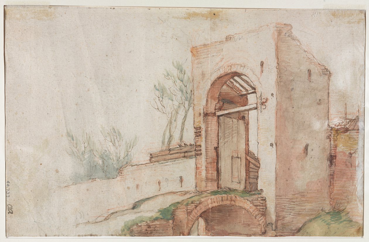 Brücke und Tor (verso) von Abraham Bloemaert
