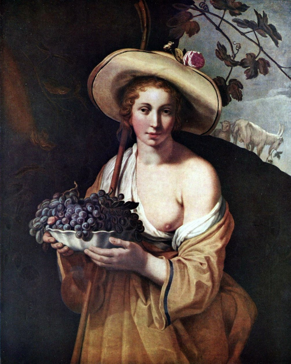 Hirtin mit Traubenschale von Abraham Bloemaert