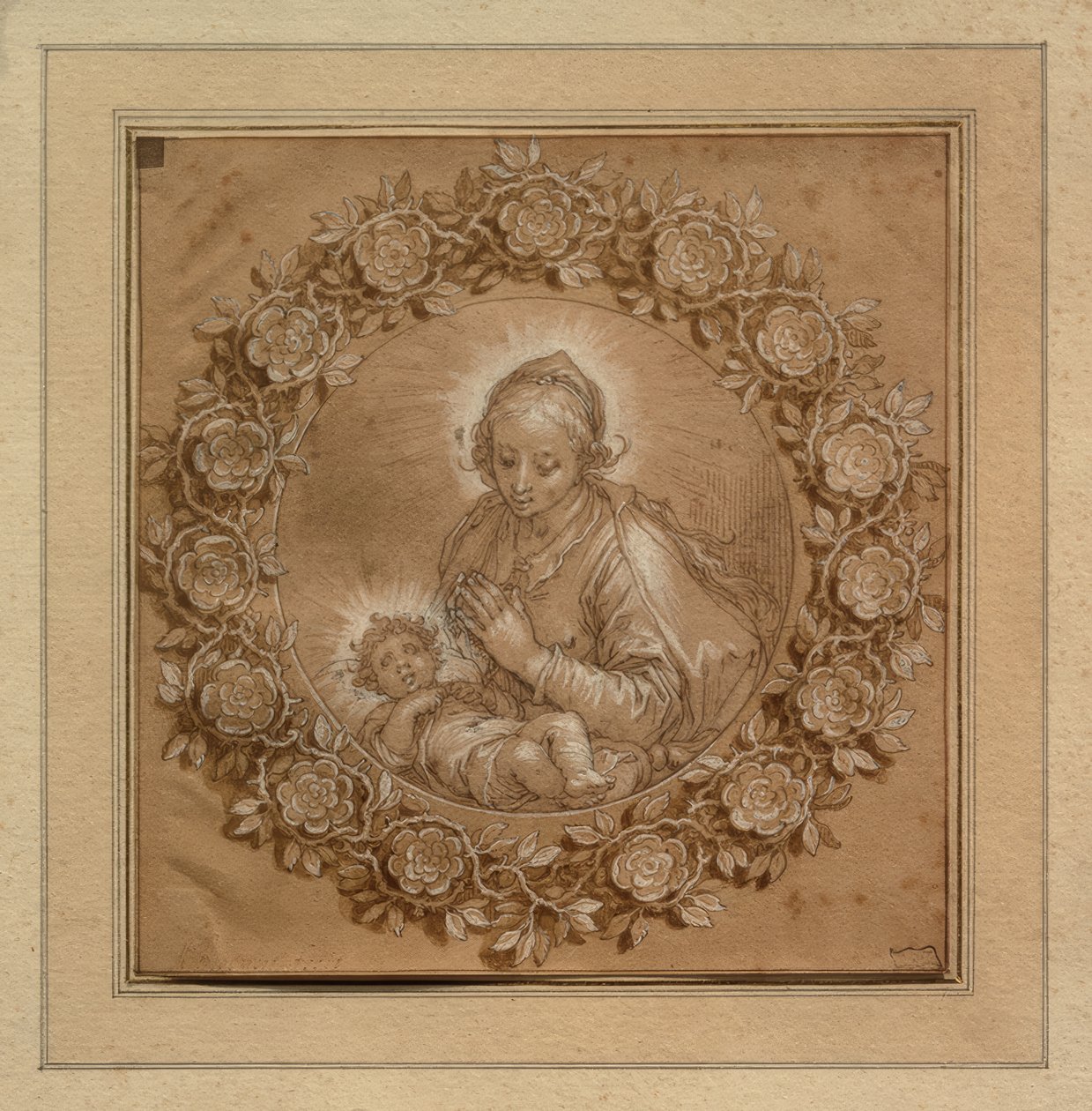 Madonna mit Jesuskind in einem Tondo von Abraham Bloemaert