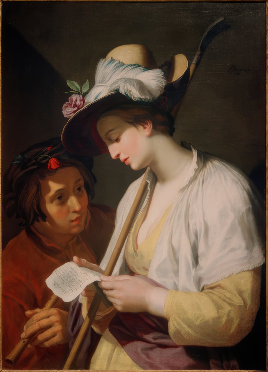 Schäferin mit einem Gedicht von Abraham Bloemaert