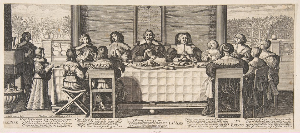 Der Segen am Tisch, ca. 1635 von Abraham Bosse