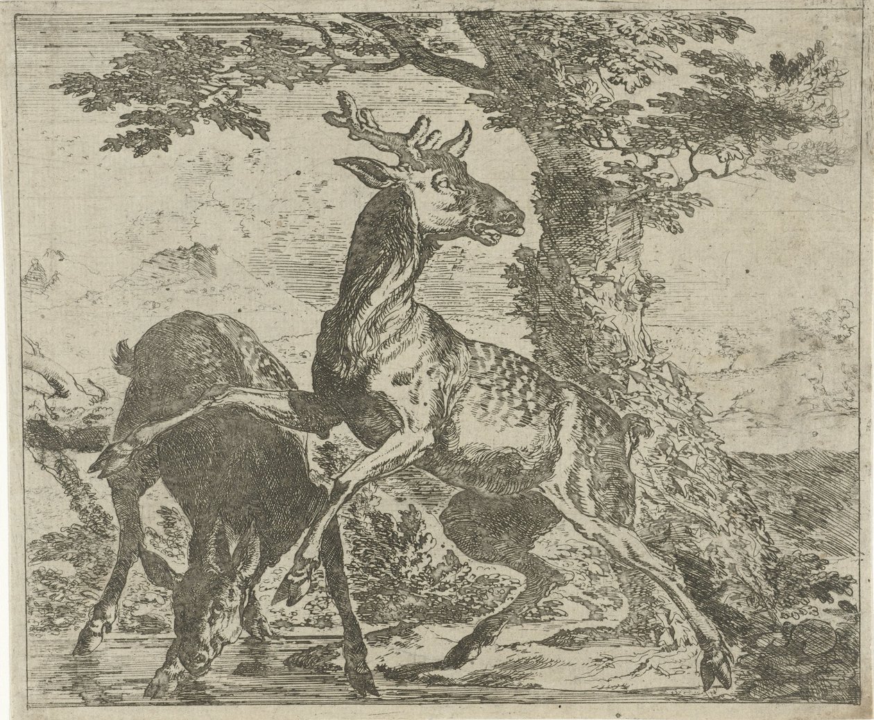 Aufgeschreckte Hirsche von Abraham Danielsz. Hondius