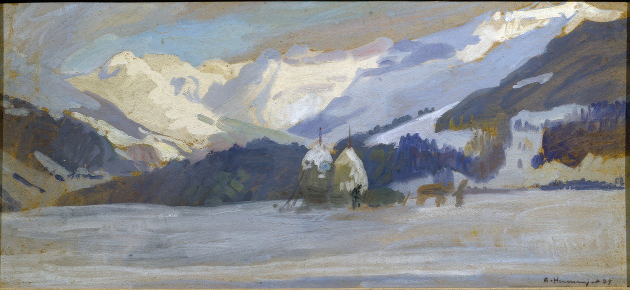 Schneelandschaft bei den Diablerets von Abraham Hermanjat