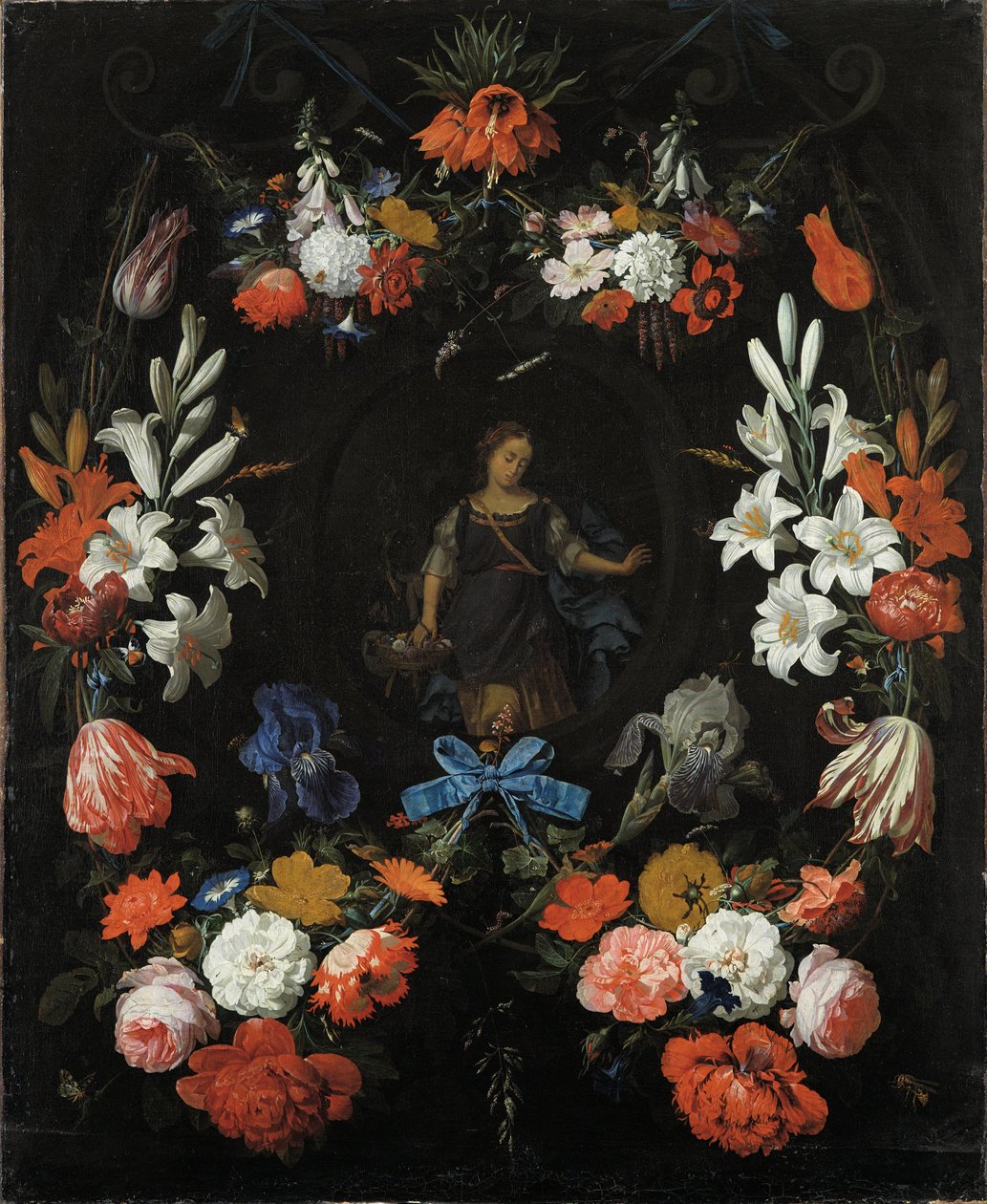 Blumengirlande, ca. 1675 von Abraham Mignon