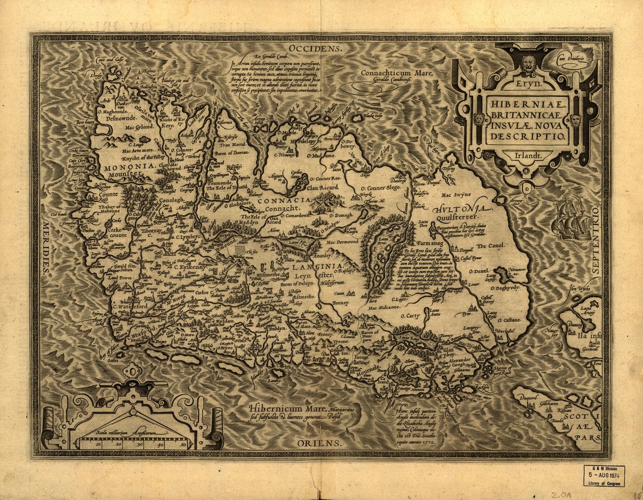 Hiberniae, Britannicae Insvlae nova descripto. LOC 99466749 von Abraham Ortelius