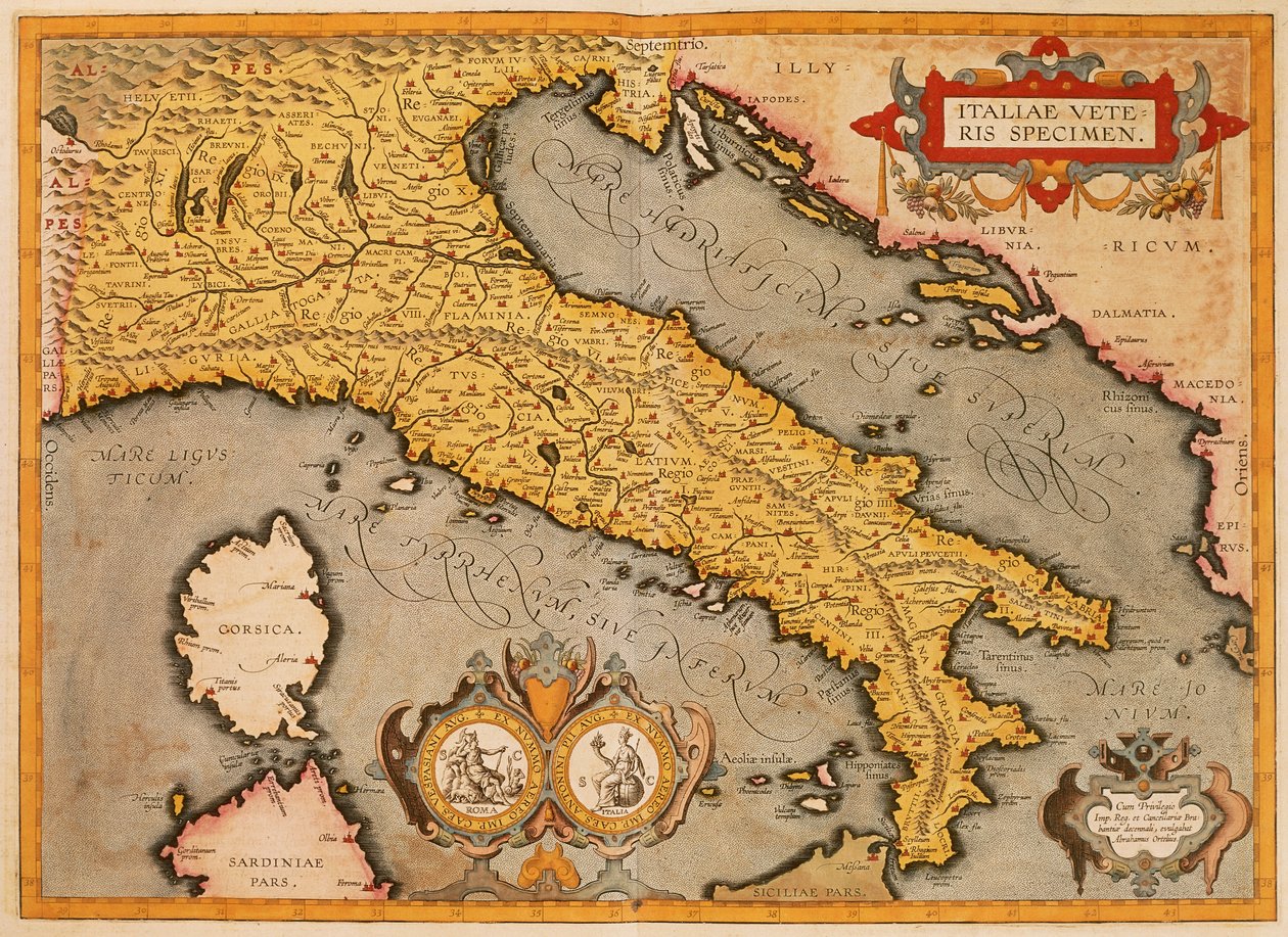 Karte von Italien von Abraham Ortelius