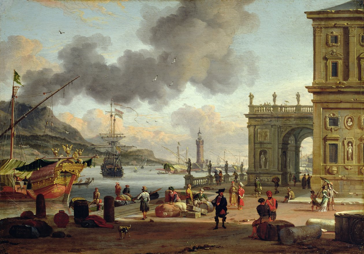 Eine Mittelmeerhafen-Szene von Abraham Storck