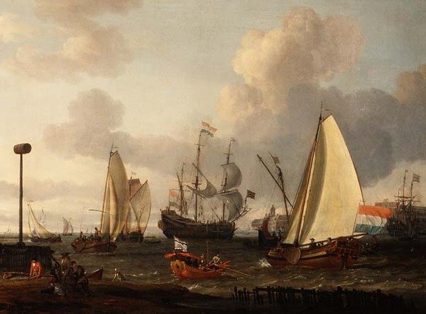 Niederländische Kriegsschiffe vor der Küste von Abraham Storck