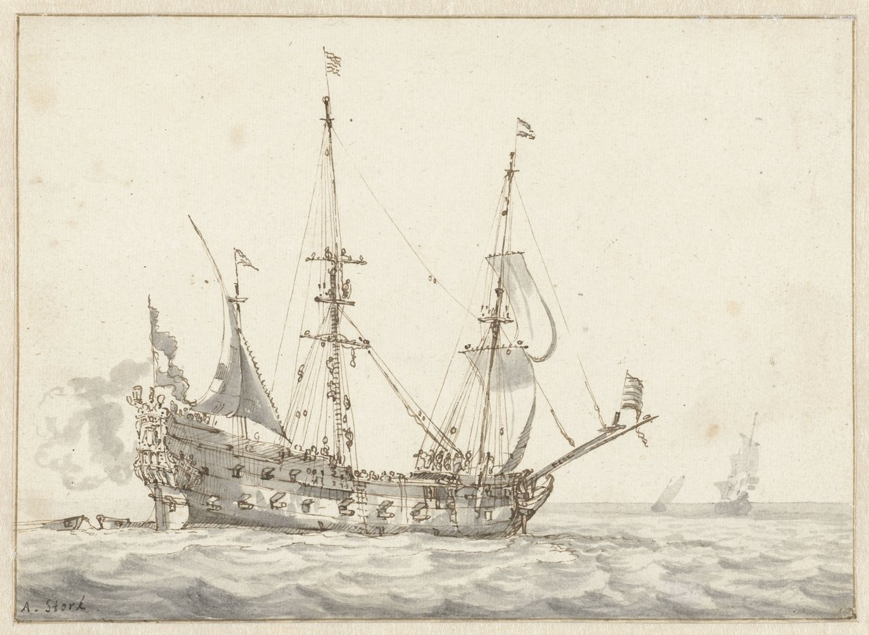 Holländisches Kriegsschiff von Abraham Storck