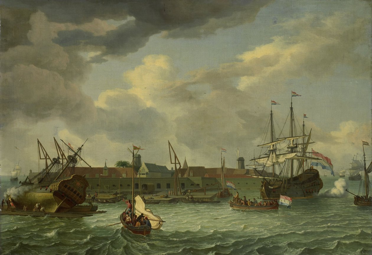 Die Insel Onrust bei Batavia von Abraham Storck
