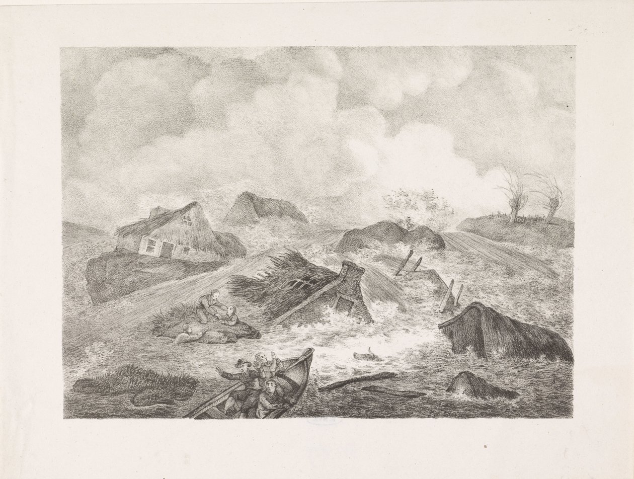 Durchbruch des Kamperdeichs, 1825 von Abraham Vinkeles