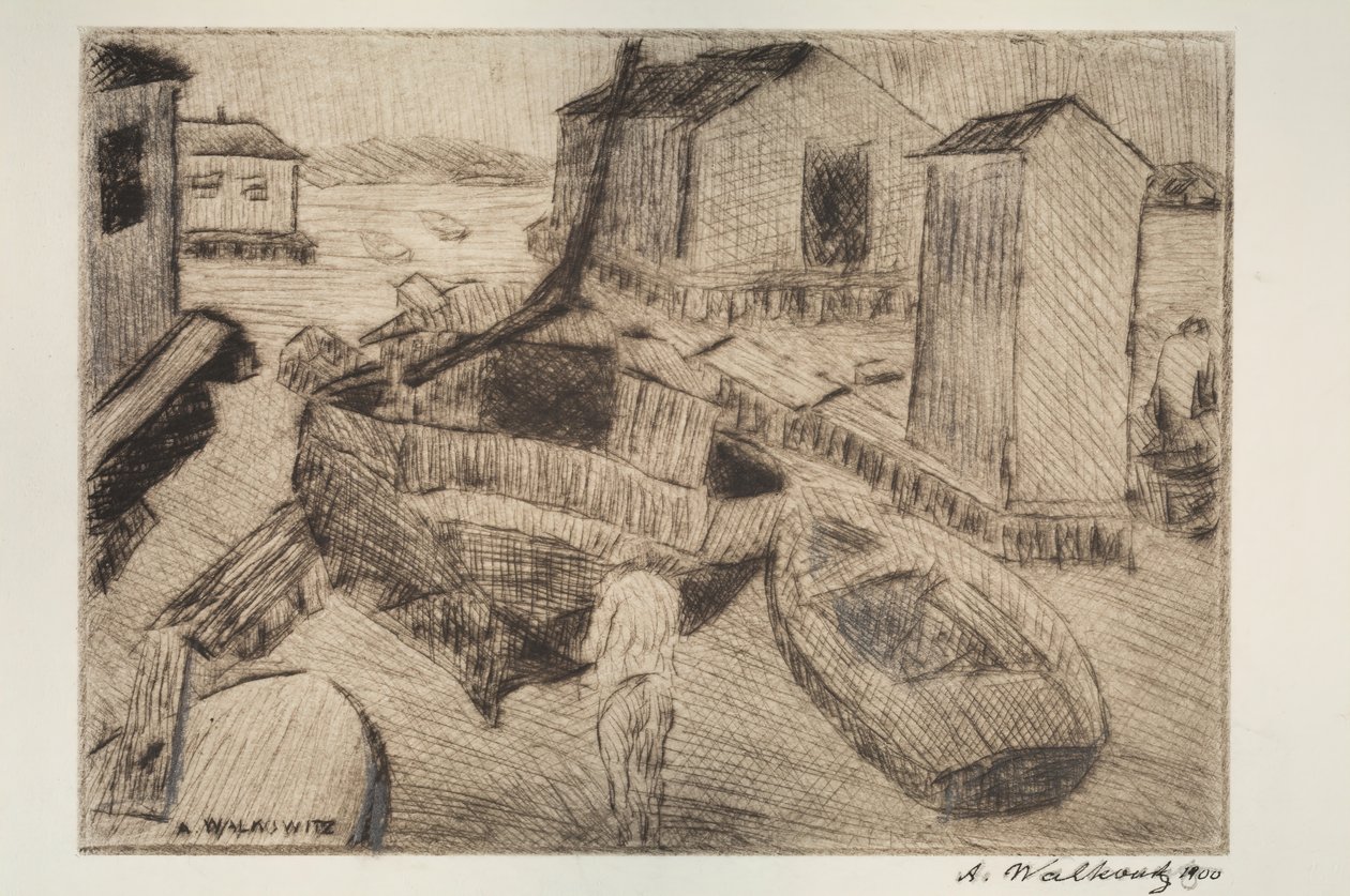 Straßenszene, Gebäude oder Porträt, 1900 von Abraham Walkowitz