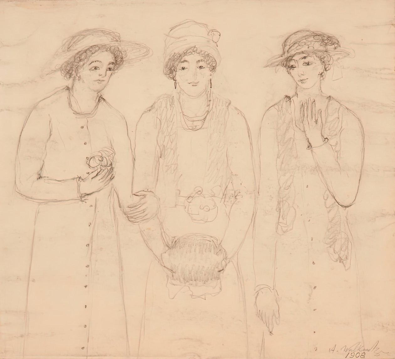 Drei Frauen von Abraham Walkowitz