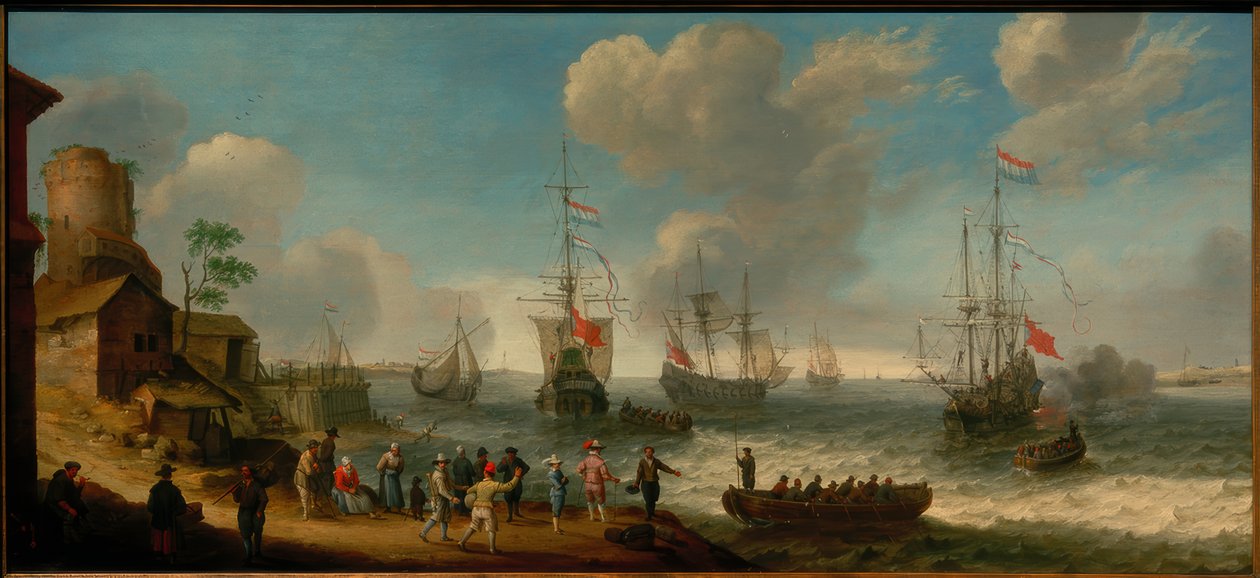 Holländische Schiffe in einer Flussmündung von Abraham Willarts