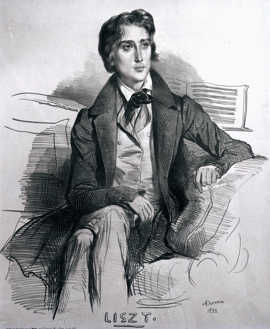 Porträt von Franz Liszt (1811-86) August 1832 von Achille Devéria