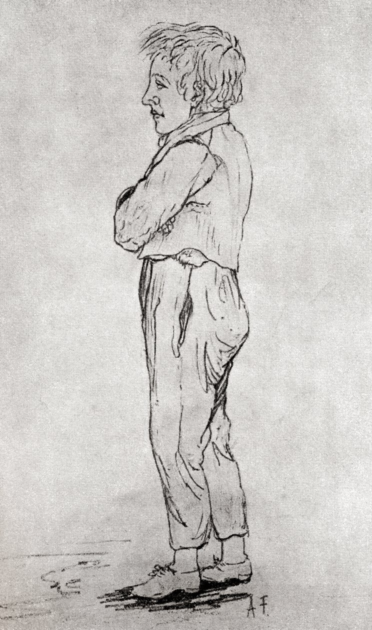 Skizze von Gustave Flaubert als Kind, von Gustave Flaubert, veröffentlicht 1935 von Achille Flaubert