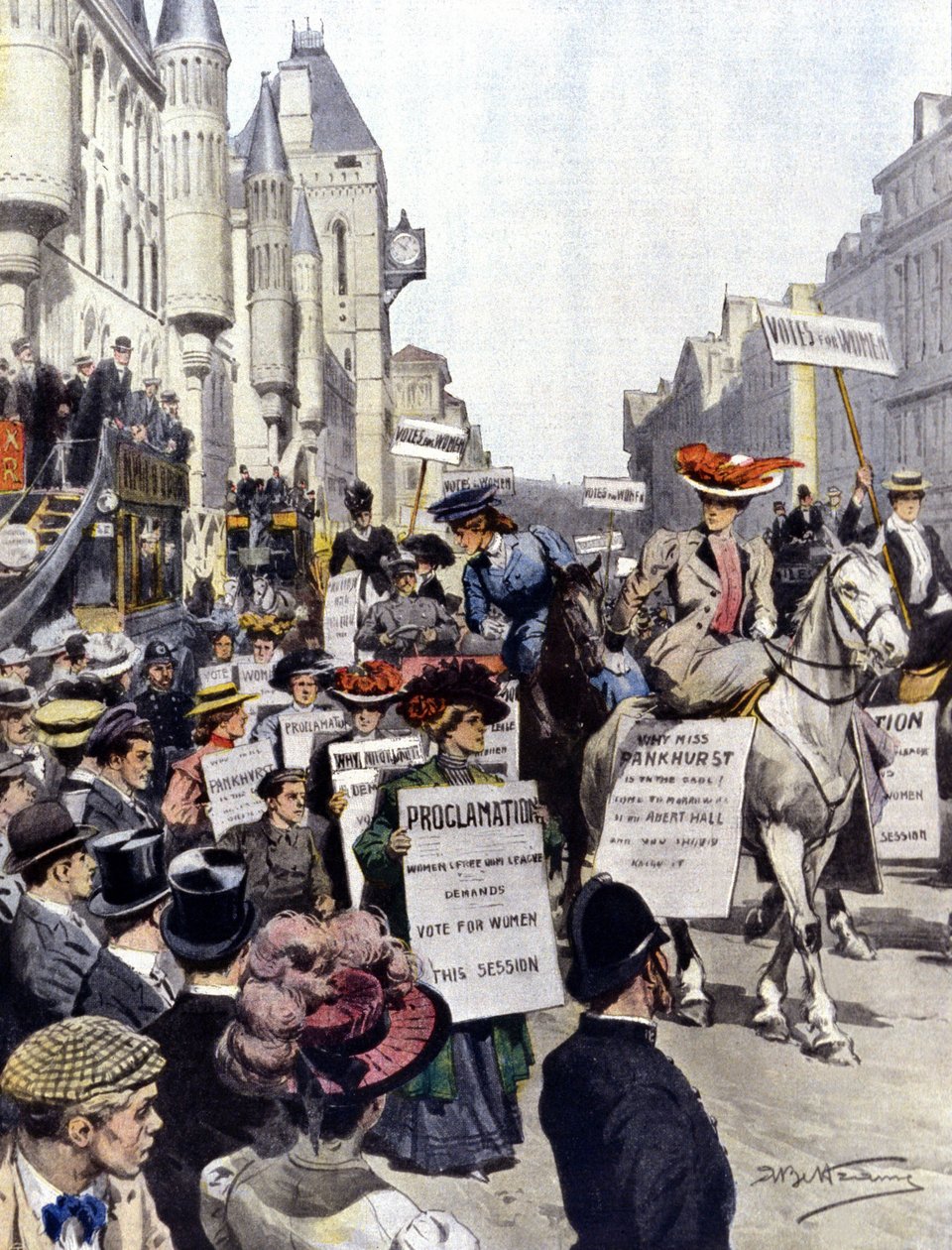 Demonstrationen in London im September 1908 von Achille Beltrame