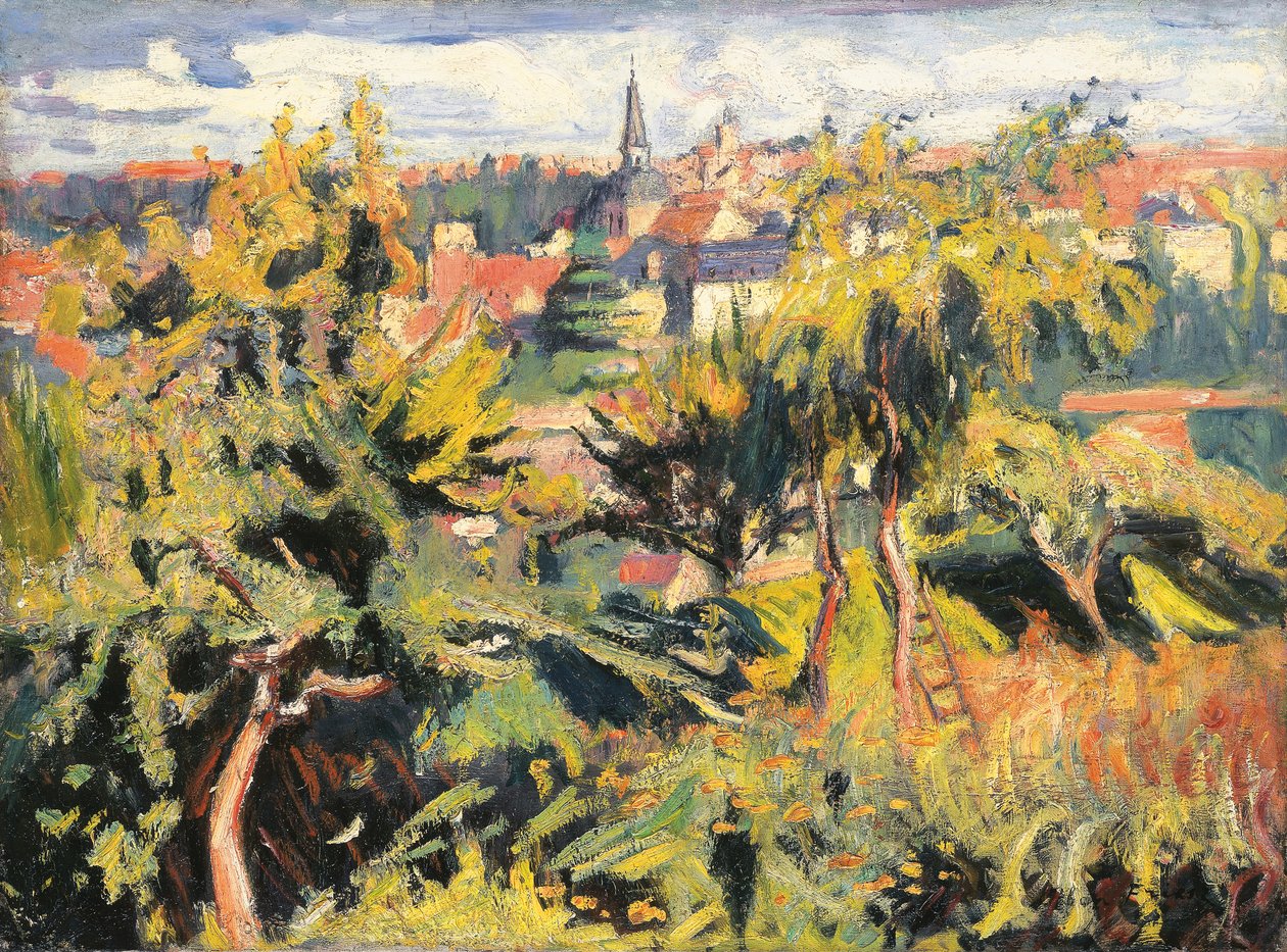 Kleinstadt hinter Bäumen von Achille Emile Othon Friesz