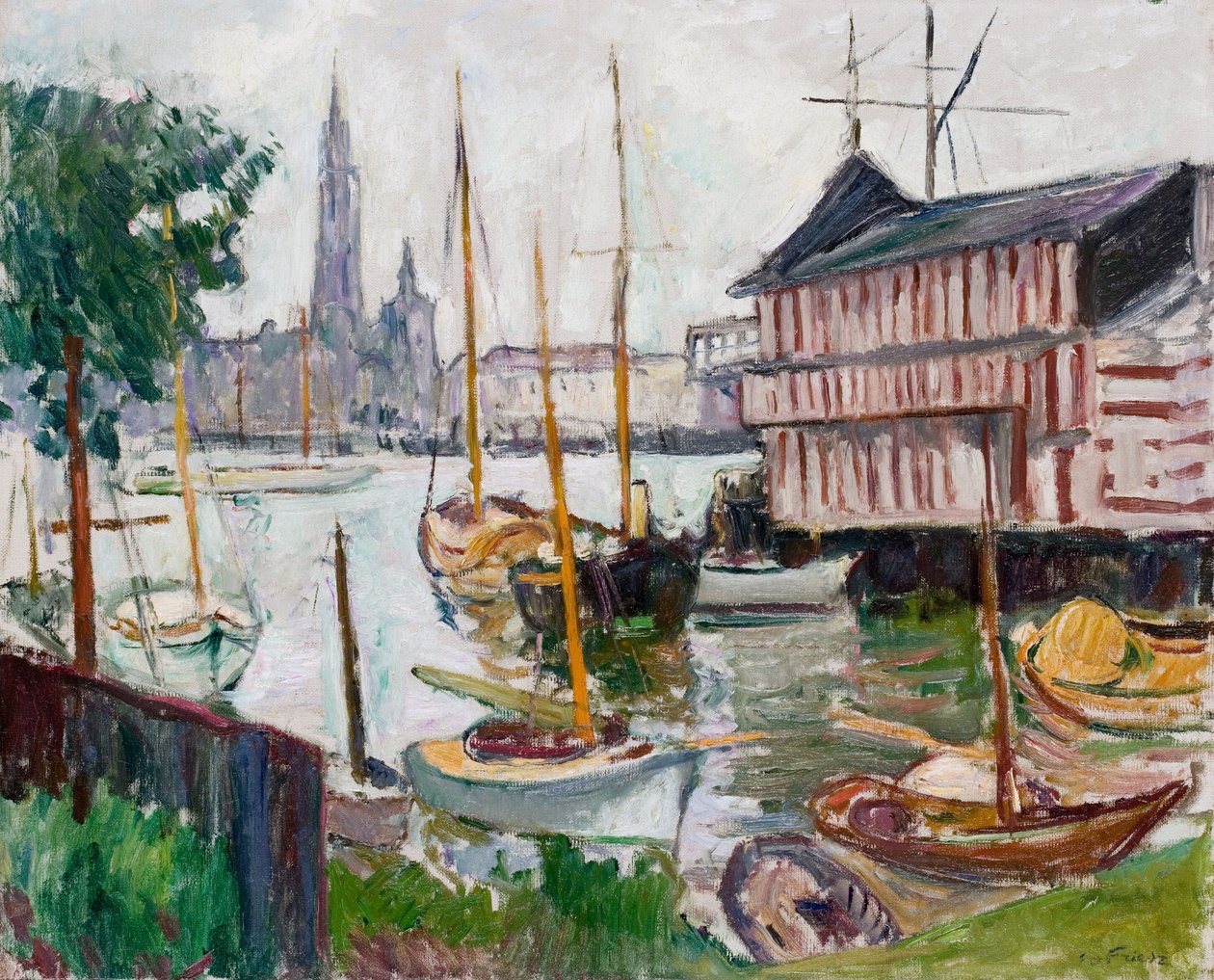 Yachthafen in Sainte-Anne, Antwerpen von Achille Emile Othon Friesz