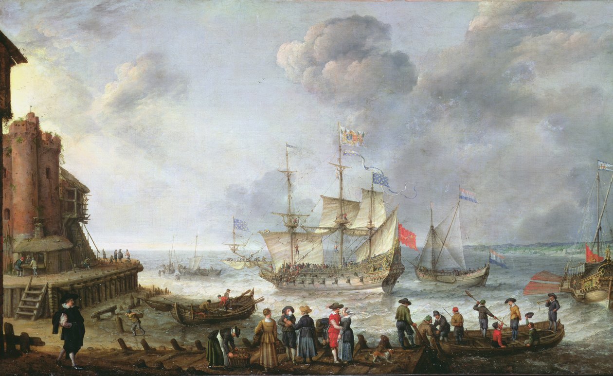 Schiffe, die in einem Hafen ankommen von Adam Willaerts