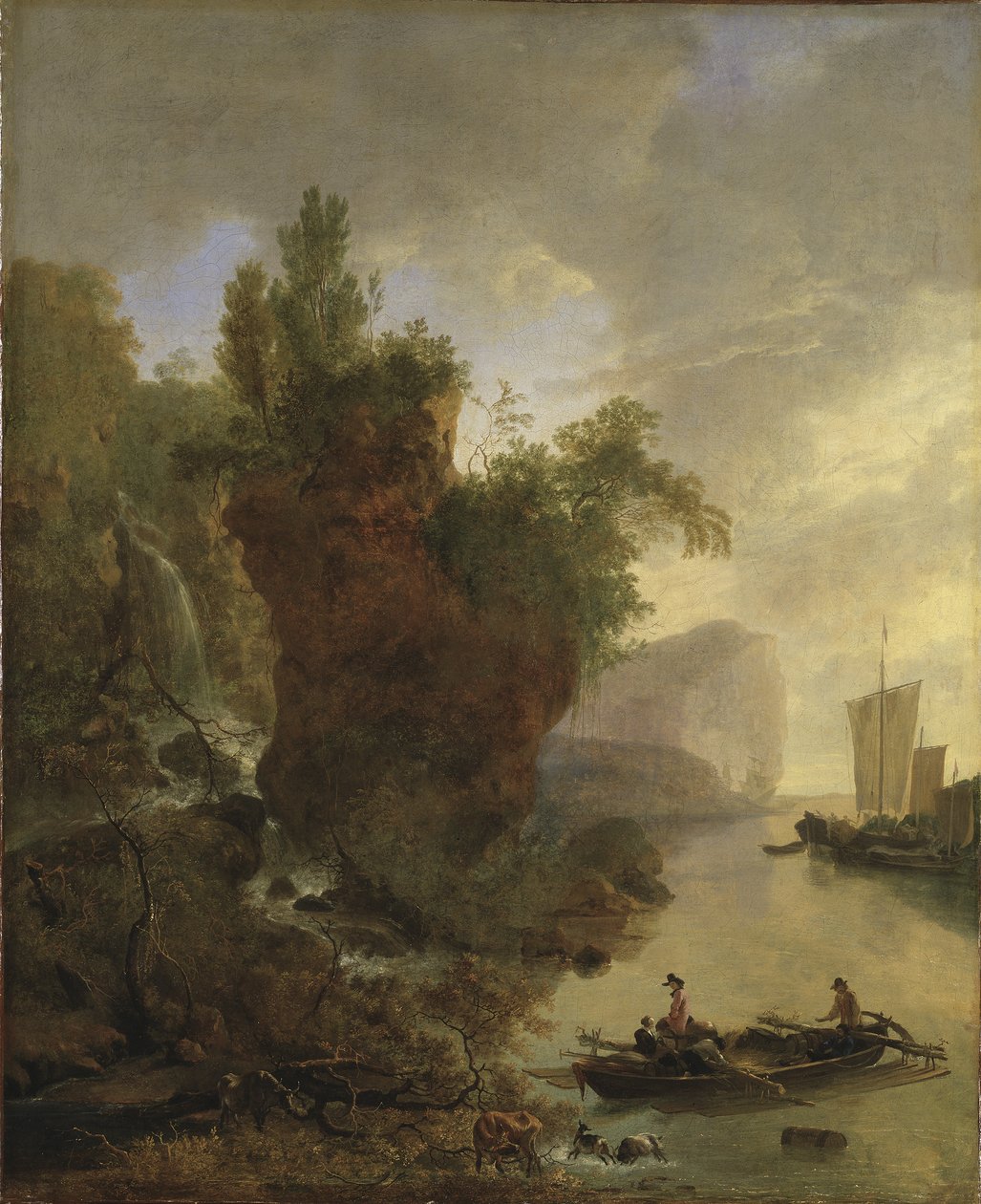 Bucht mit felsiger Küste von Adam Pynacker