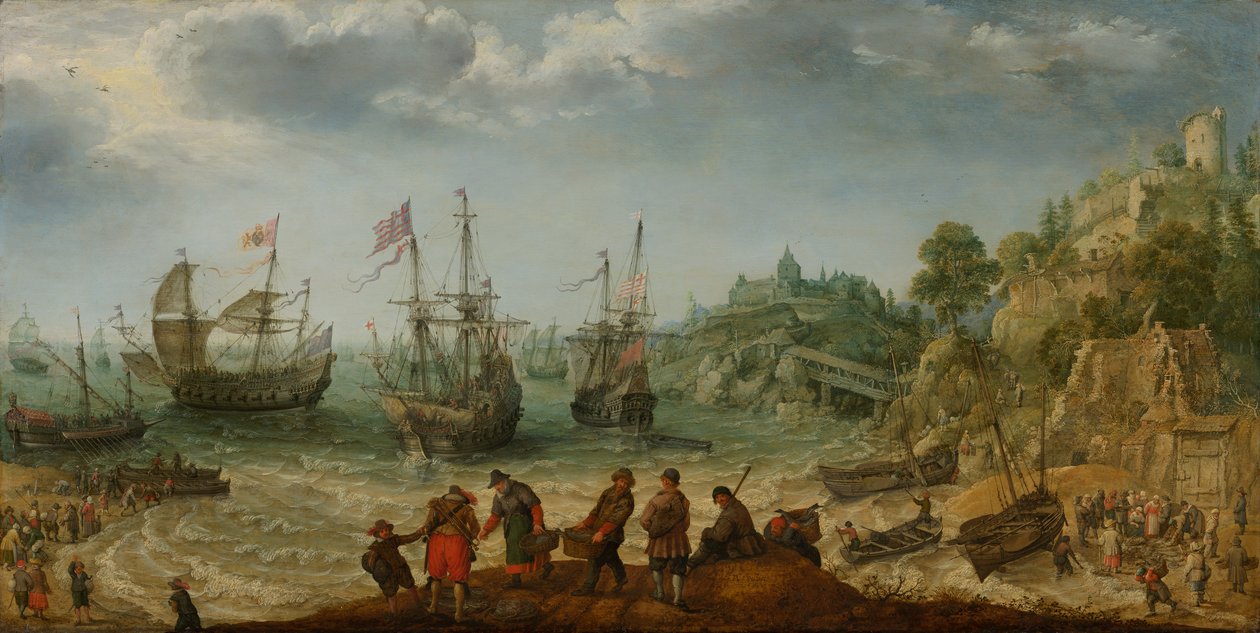 Schiffe vor einer felsigen Küste, 1621 von Adam Willaerts