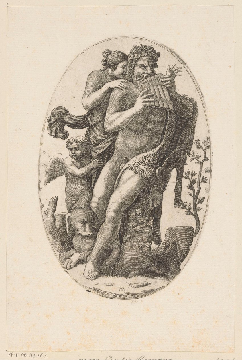 Satyr mit Panflöte und eine Nymphe von Adamo Scultori