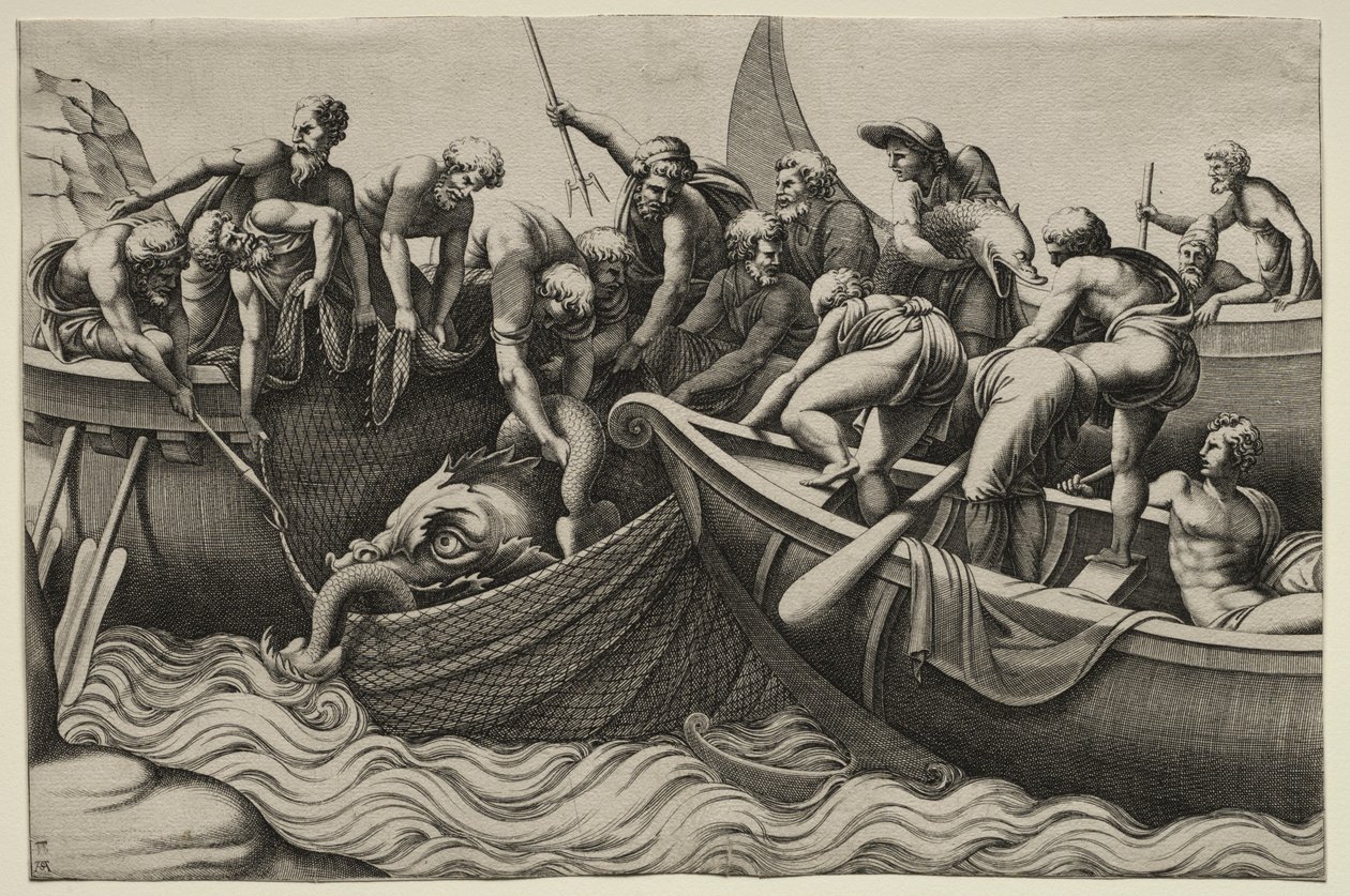Der Fang monströser Fische von Adamo Scultori