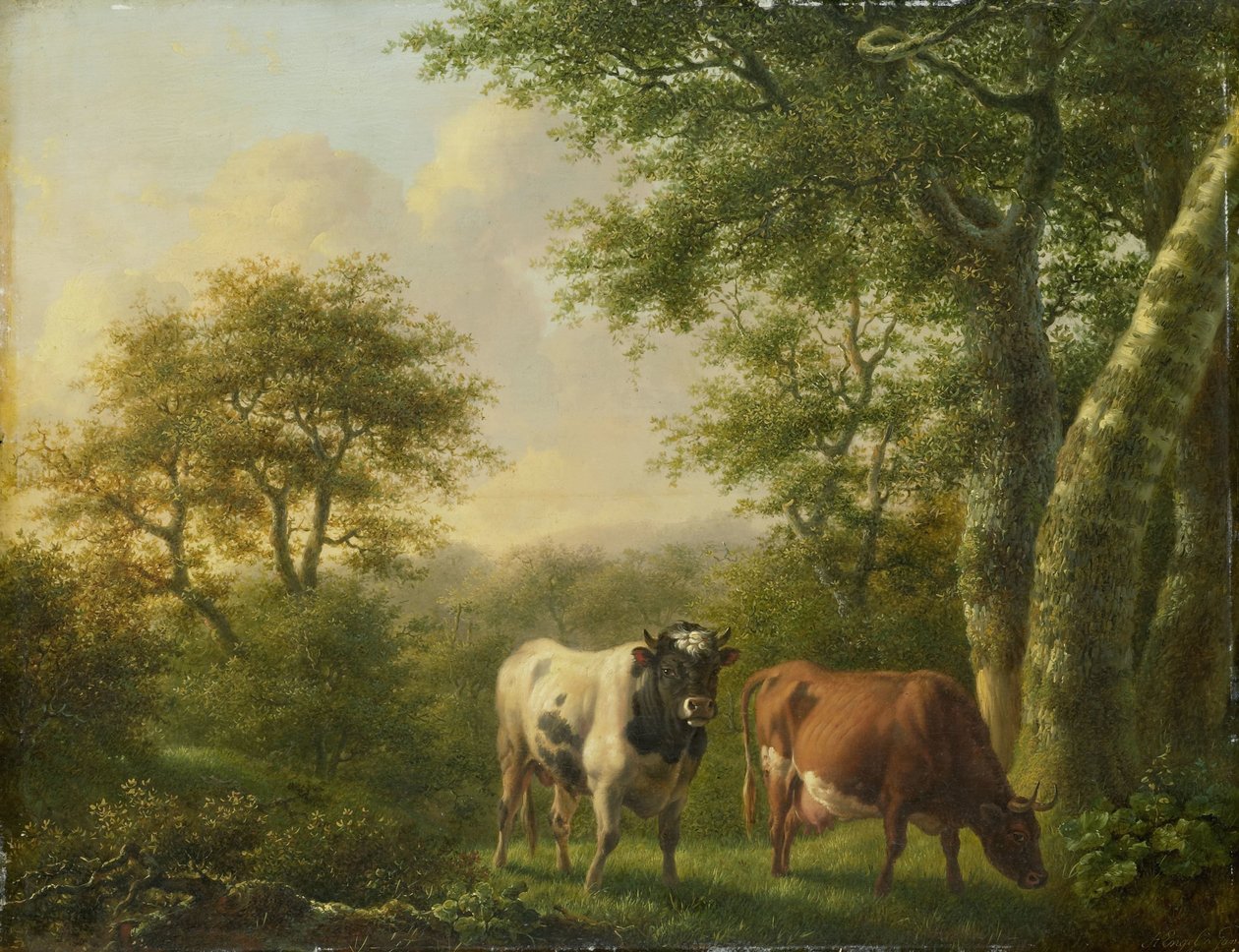 Landschaft mit Vieh von Adolf Karel Maximiliaan Engel