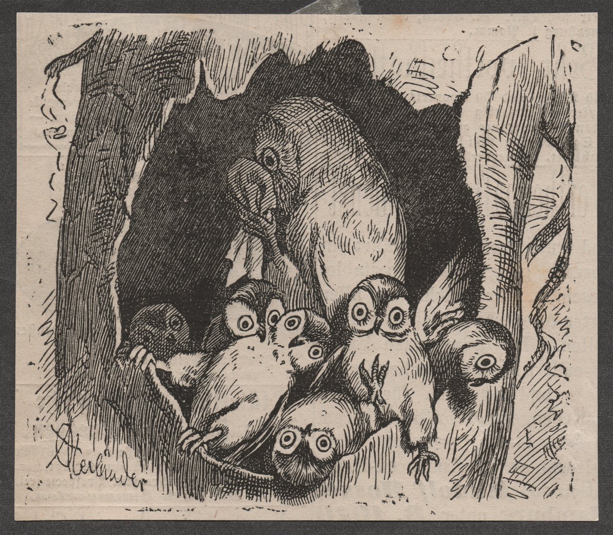 Eule mit Jungen, ca. 1890 von Adolf Oberländer