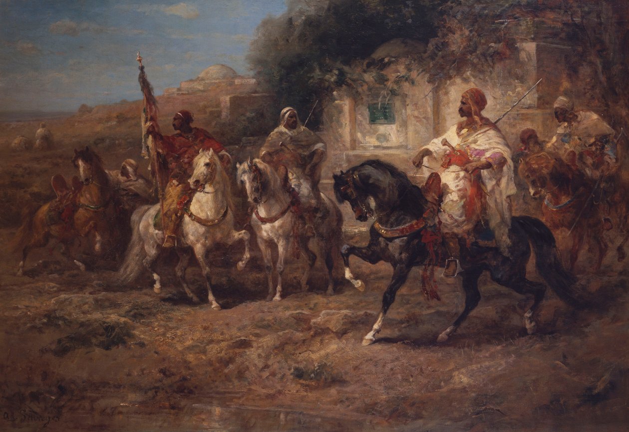 Arabische Reiter an einem Brunnen von Adolf Schreyer