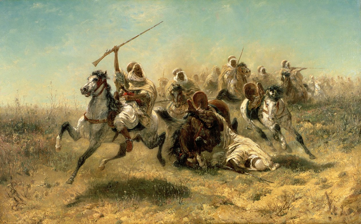 Arabische Reiter im Angriff, 1869 von Adolf Schreyer