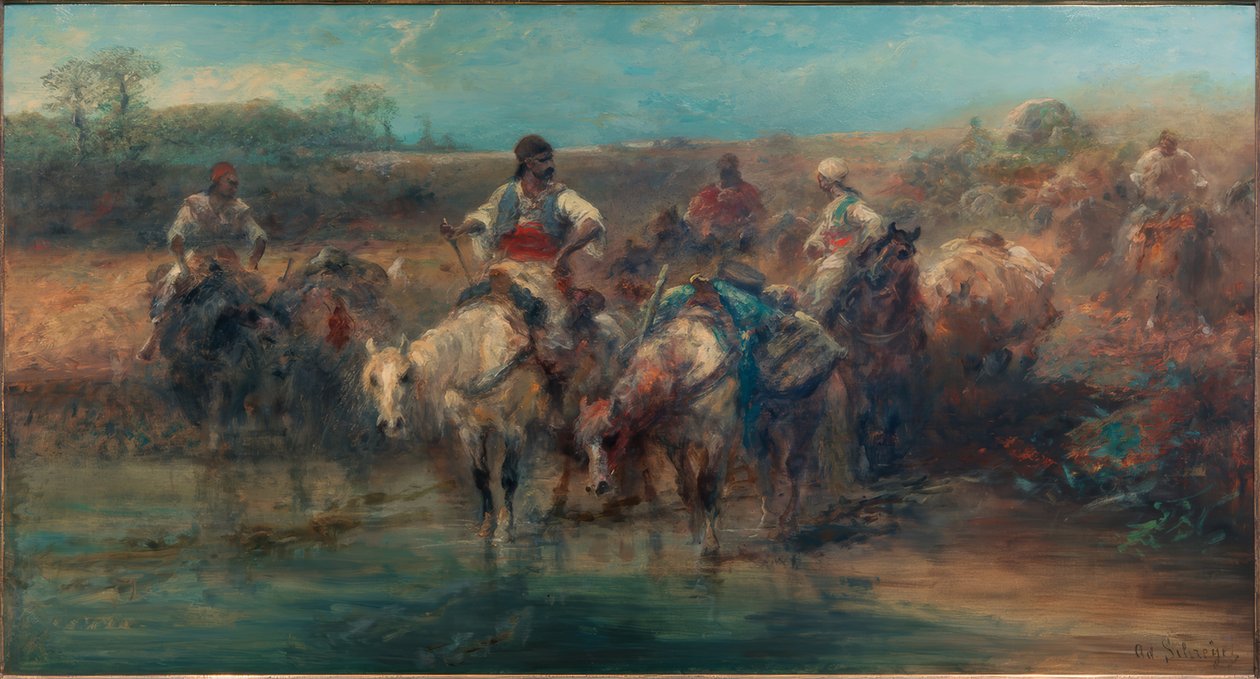 Beduinen an der Tränke von Adolf Schreyer