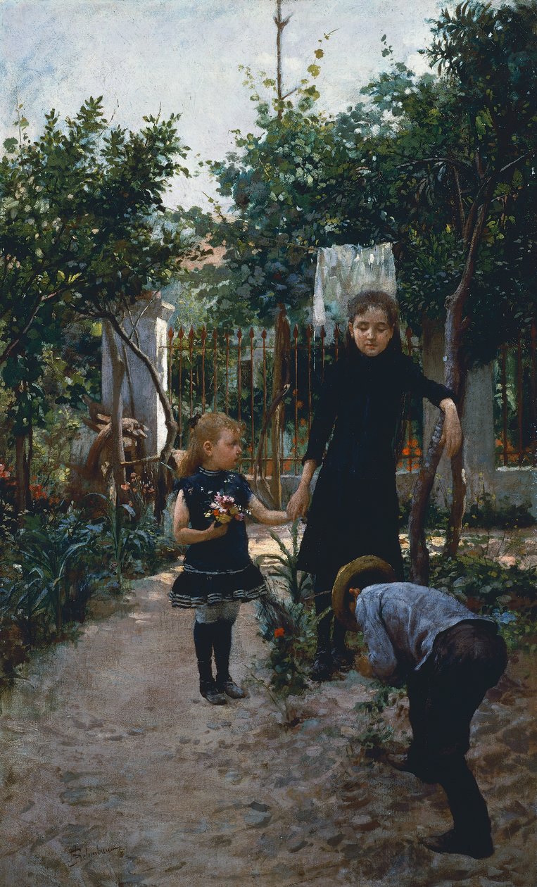 Kinder im Garten von Adolfo Belimbau